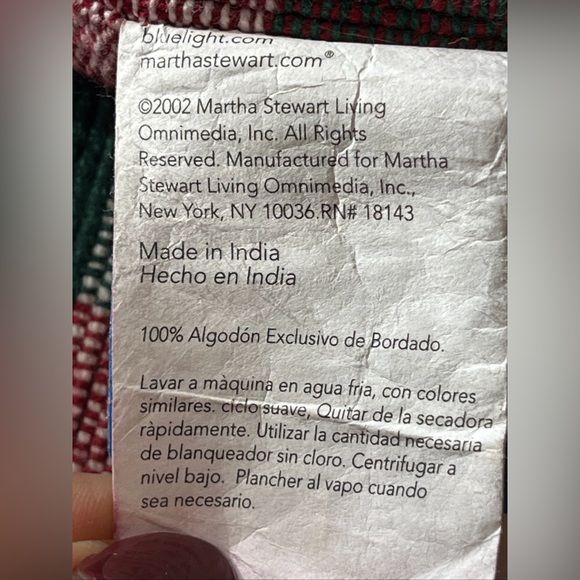 Red Green Long Table Runner Martha Stewart Winter Jubilee  14" x 70" 2002 Cotton - Picture 8 of 11